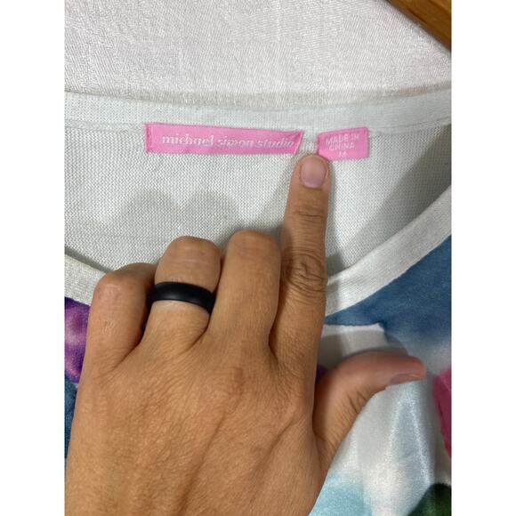 Michael Simon Studio Top Medium Satin Watercolor Front Oversized Boxy - Picture 5 of 9